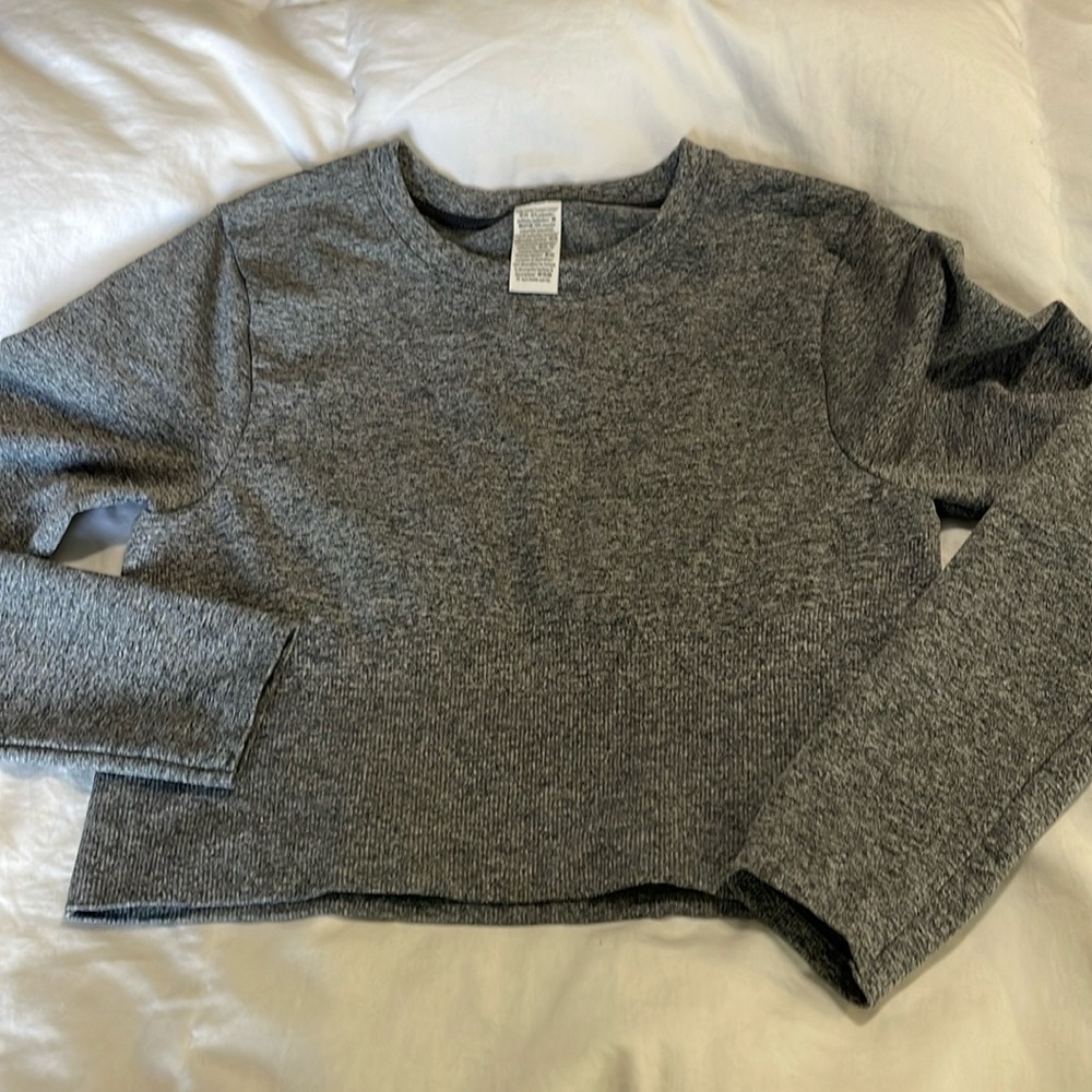 Victoria's Secret| PINK |Seamless Workout Crop| Long Sleeve |M | Heathered Gray